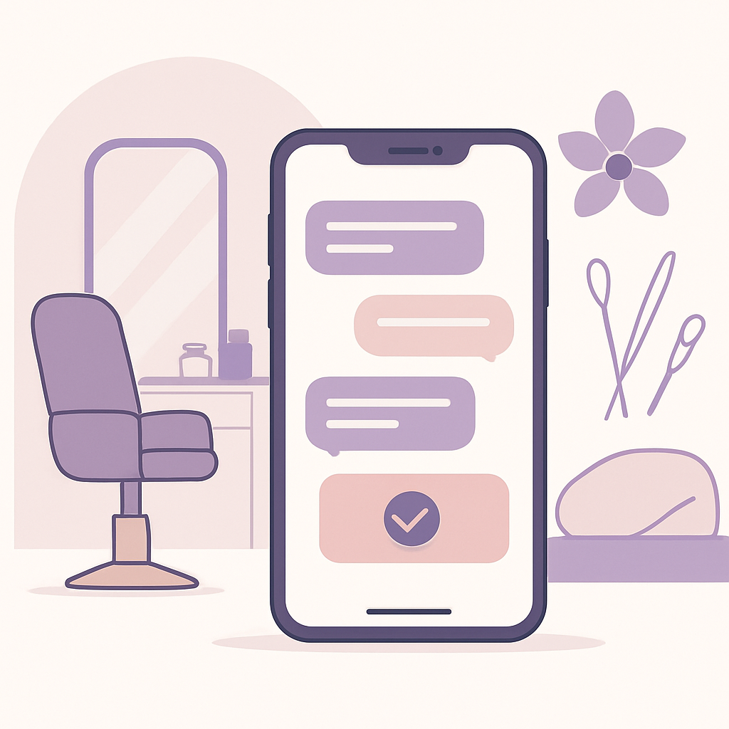 A beauty salon professional managing client bookings through Instagram messages